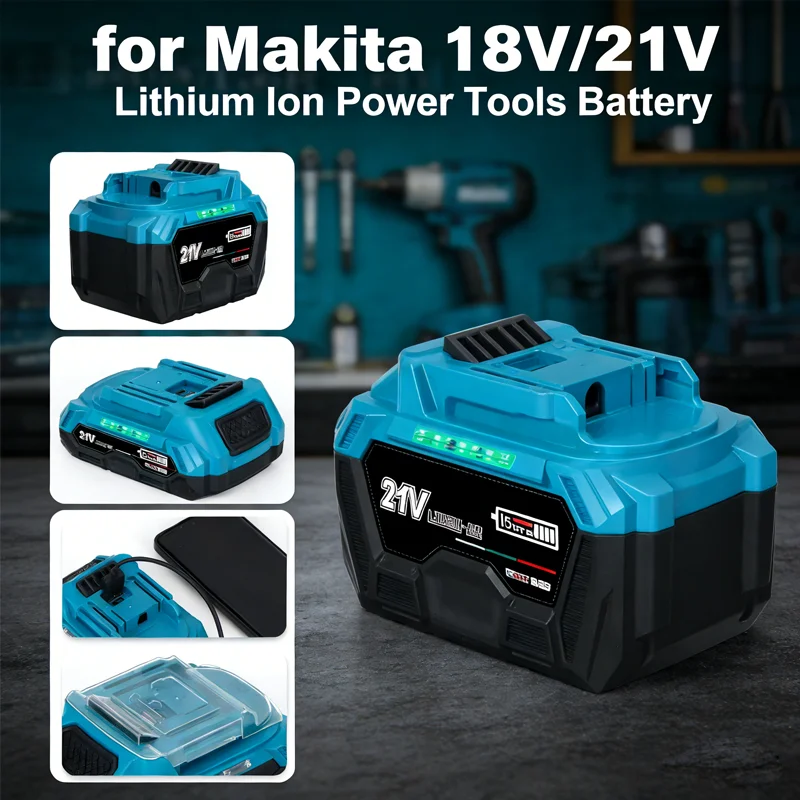 New 21V 3/4/6Ah Battery for Makita 18V LXT BL1850 BL1840, Type-C Fast Charging Port with BMS Protection, Long Lasting Power