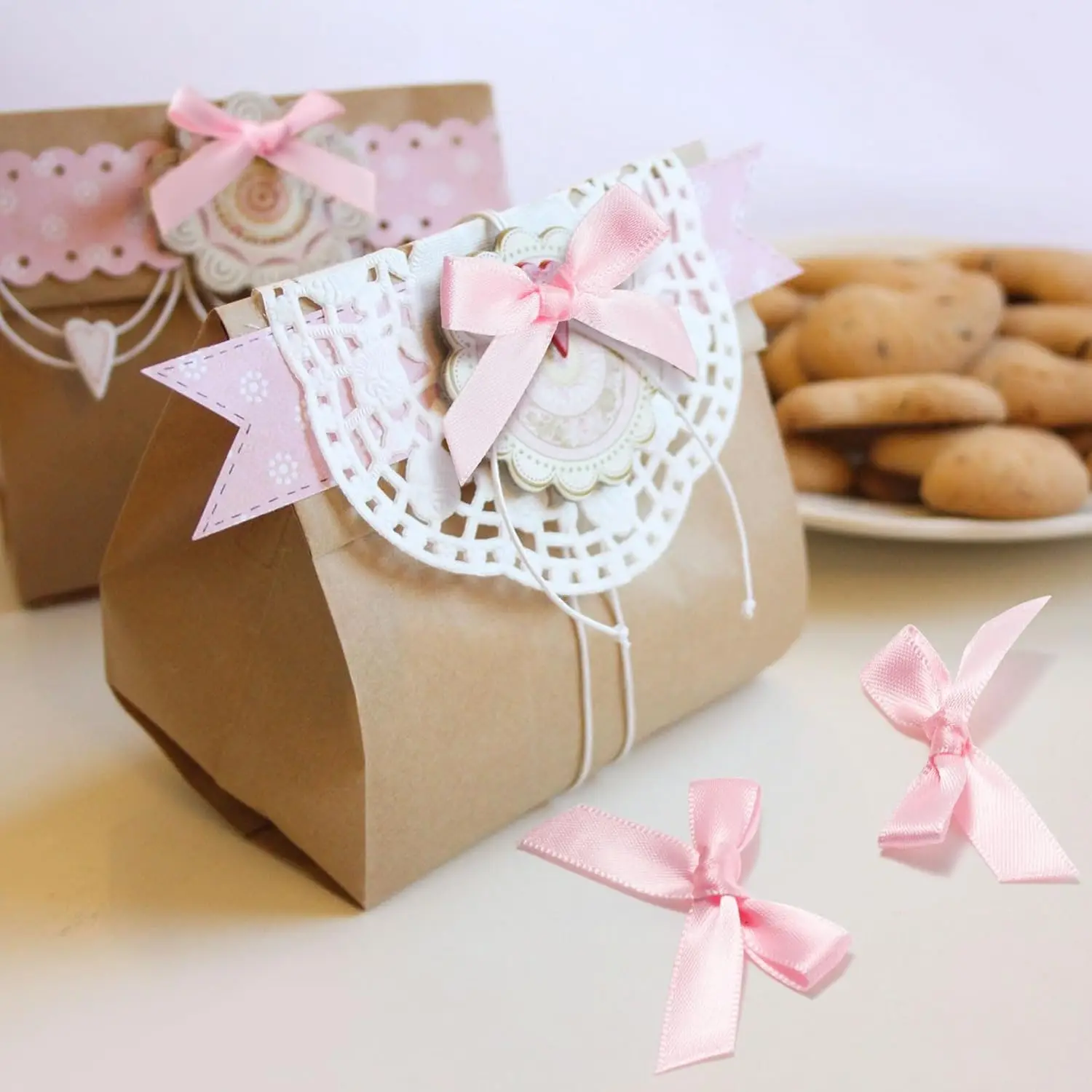 20/40 Stück kleine Schleifenbänder in Schwarz, Rosa, Rot, Lila, Ballondekoration für Mädchen, DIY, handgefertigt, Geburtstagsparty, Geschenkbox-Dekoration – Detail 8