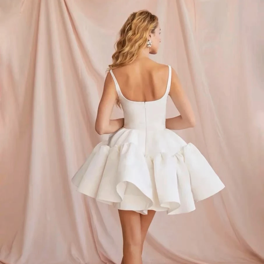 2023 Kawaii corto suave satén blanco Vestido de novia perfecto encantador princesa vestidos de baile nupciales Color hecho a medida Vestido de novia