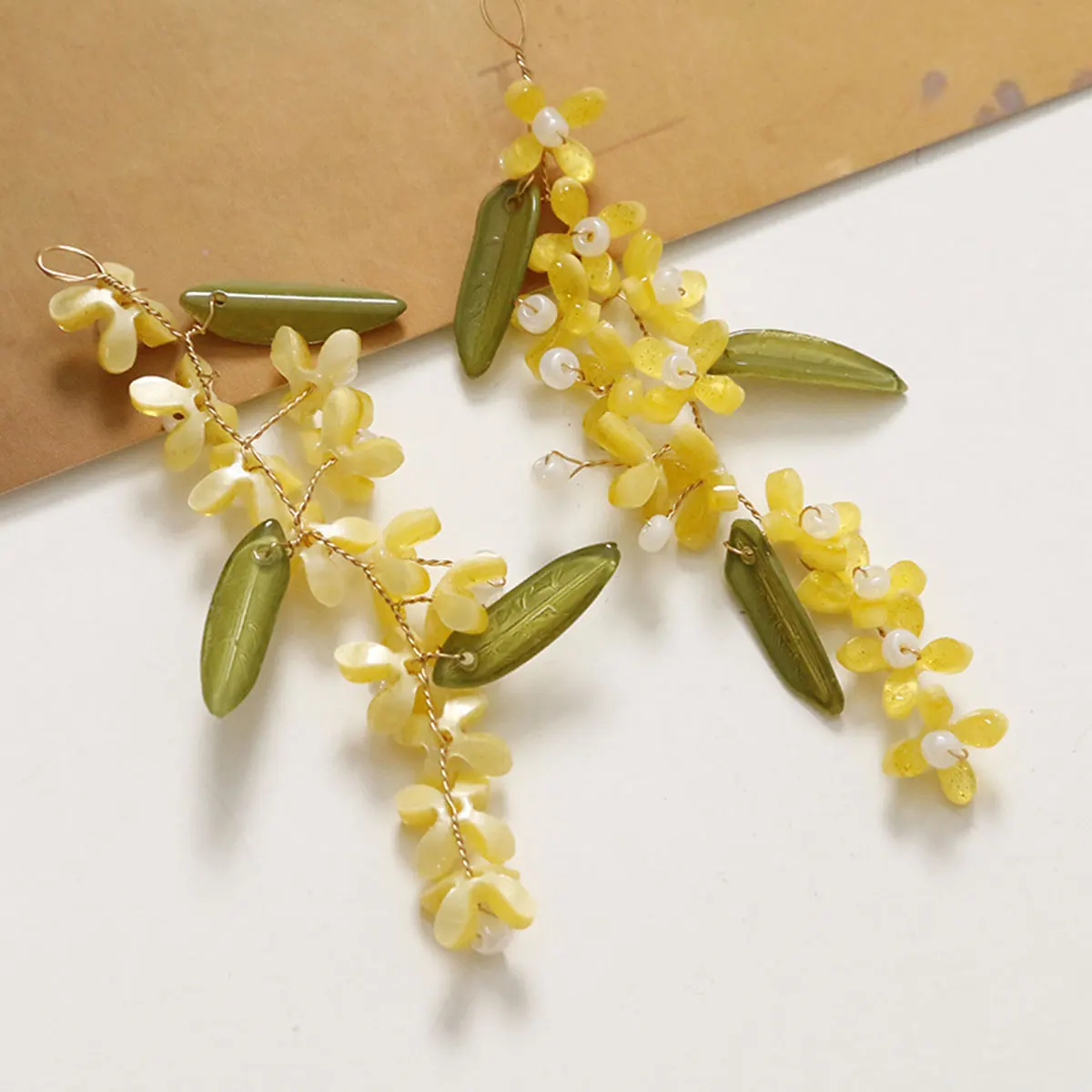 2PCS Handwoven Fragrans Sweet-scented Osmanthus Flower Charm Pendants DIY Men Women Crafts Jewelry Earrings Necklace Accessories