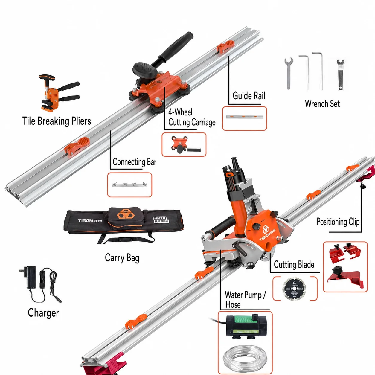 Portable Tile Cutter With Rail Supports Manual And Electric Operation Portable 2000/3000/4000mm Large-Format Tile Cutting System