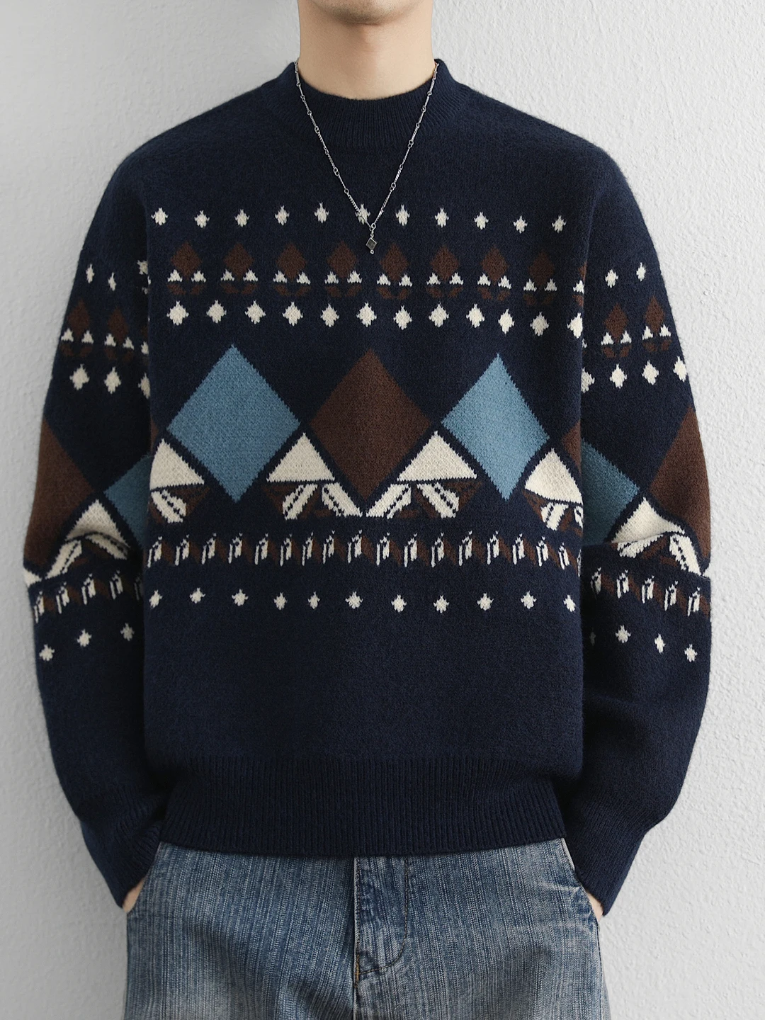 

Мужской круглый трикотаж Ne с вышивкой Long Sve, теплая внутренняя одежда, повседневная одежда из смеси полиэстера, удобная посадка