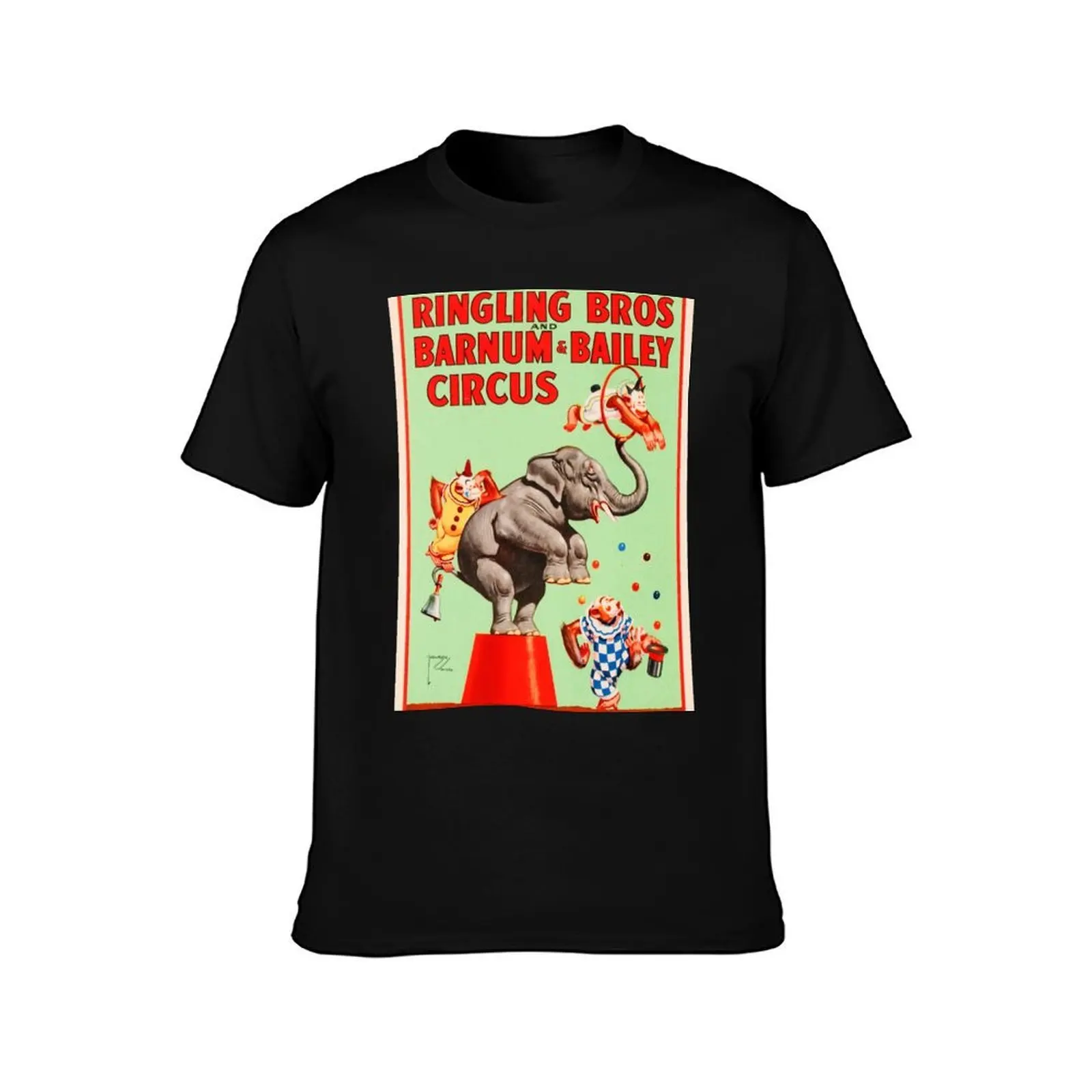 Ringling Bros Barnum & Bailey CIRCUS ACROBATIC WILD ANIMALS Show Lithograph Poster T-Shirt Fashion Graphic Tee for Men