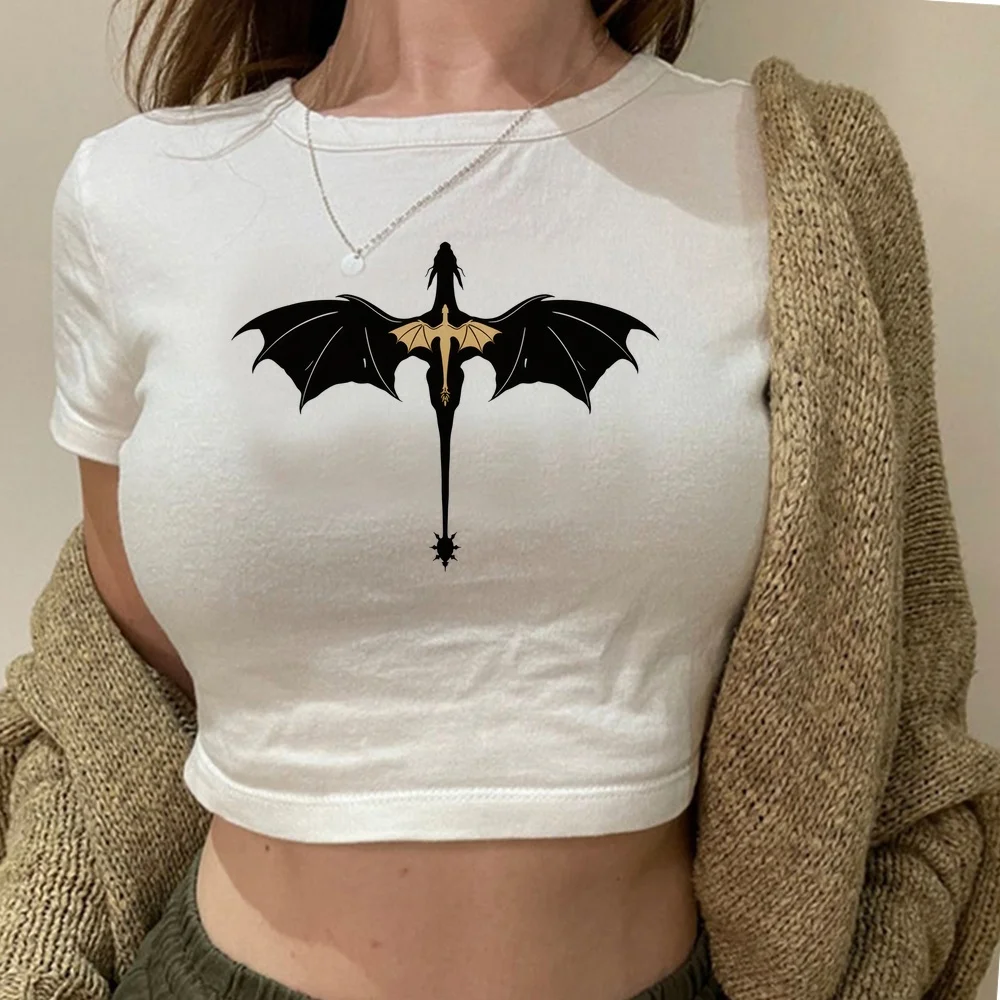 Fourth Wing crop top ladies goth gyaru japan alternative  t-shirt jojifuku alternative  graphic streetwear party