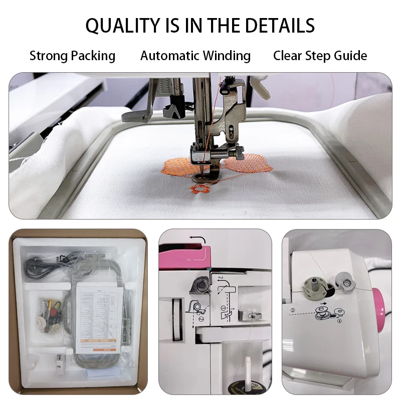 JUKKY ES5 Professional Multi-Function Single Needle Embroidery Sewing Machine For Home Computer Fabrics Domestic Home Use