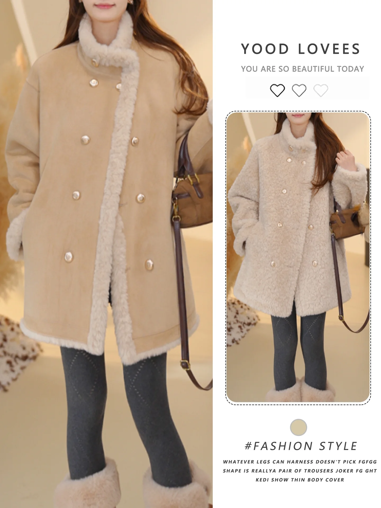 

Korean Style Double-Sided Wearable Stand Collar Fur Coat Women's Mid-Length Fashionable Versatile Winter Coat Commute Style