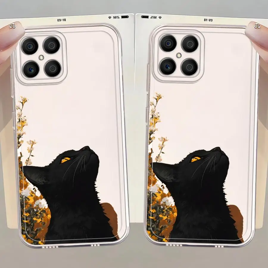 Jolie coque de téléphone souple en forme de chat pour Honor 90 Lite X9b X8 X9a X7b X8b X8a