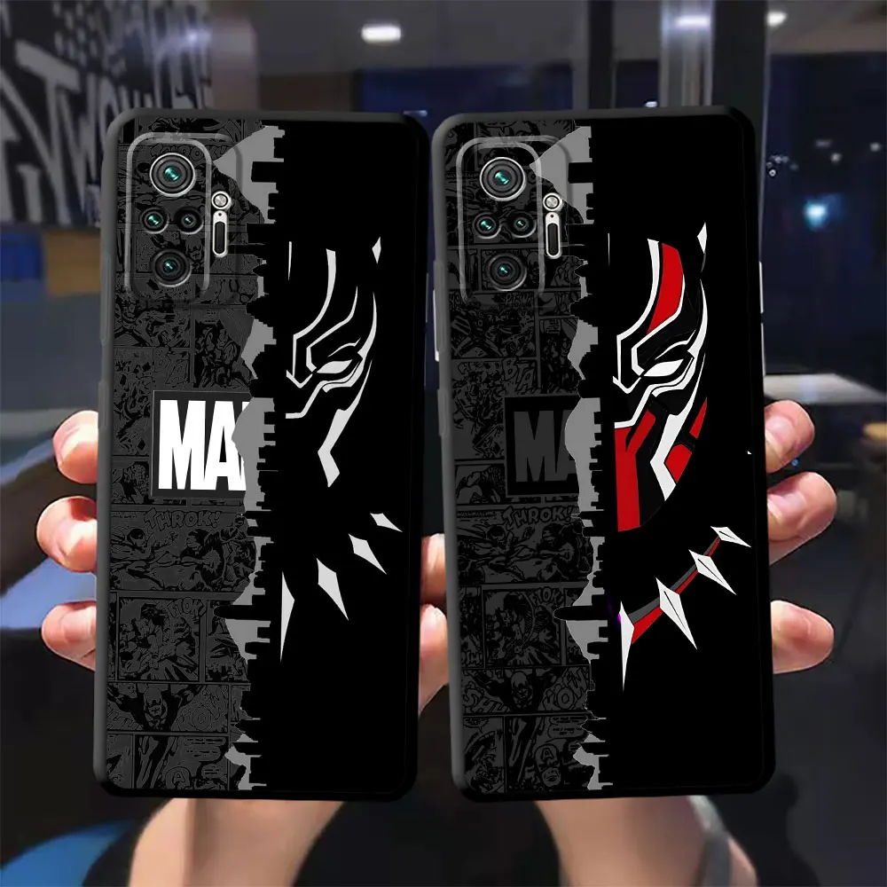 Cover Case for Xiaomi Redmi Note 10S 12S 11S 10 Pro 11 Pro 9 10 9S 8T 8 7 12 9T 12 Pro Luxury Marvel Black Panther Black Soft