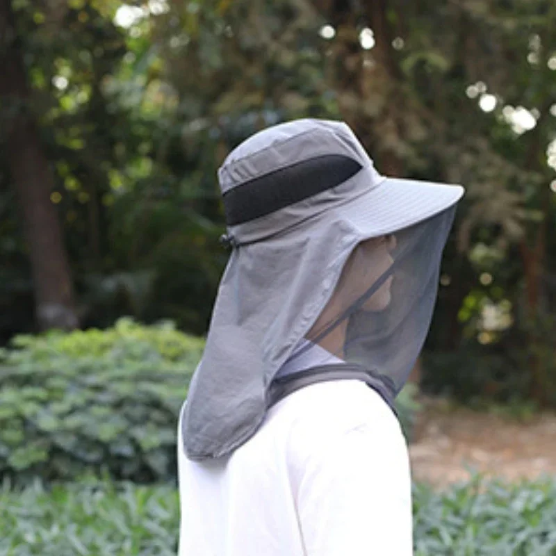 

Unisex Outdoor Fishing Cap Foldable Sunhat with Mesh Anti-Mosquito Cover, Breathable Fabric, UPF50+ Sunscreen for Hiking Camping