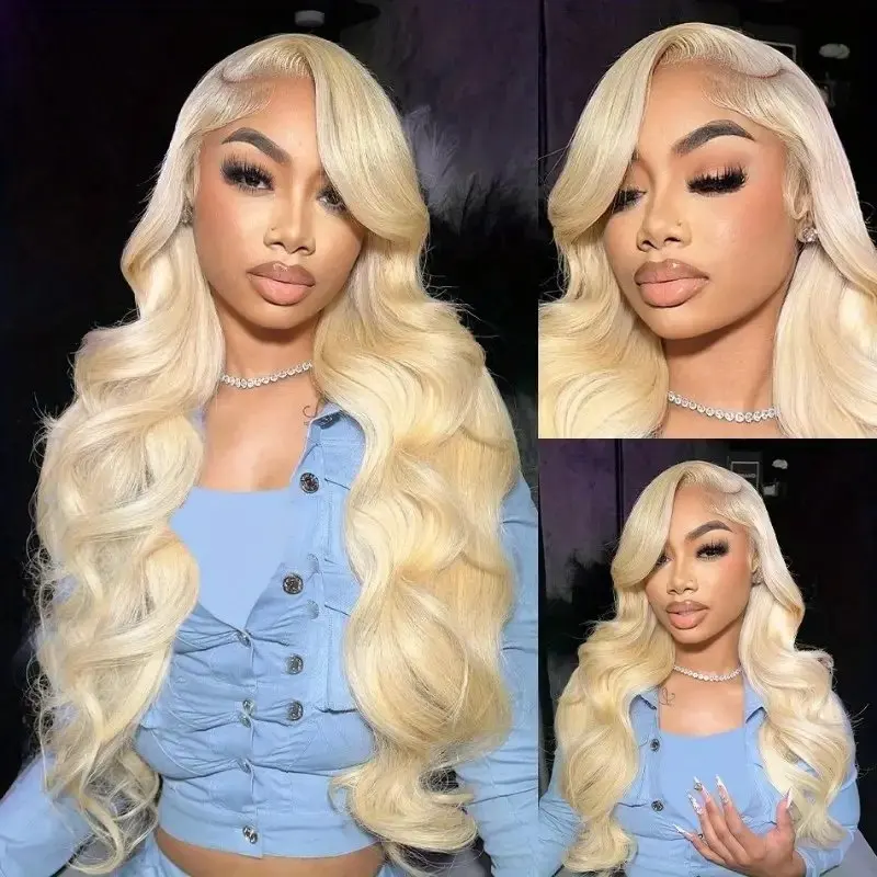 Rosabeauty 30 40 Inch HD Body Wave 613 Blonde Transparent 13x6 Lace Front Human Hair Wigs 13X4 Frontal Remy Hair Wig For Women