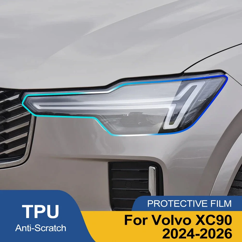 TPU Car Headlight Protection Film for Volvo XC90 2016-2026 Premium High-Gloss Smoke Black Pre-Cut PPF Anti-Scratch Vinyl Film