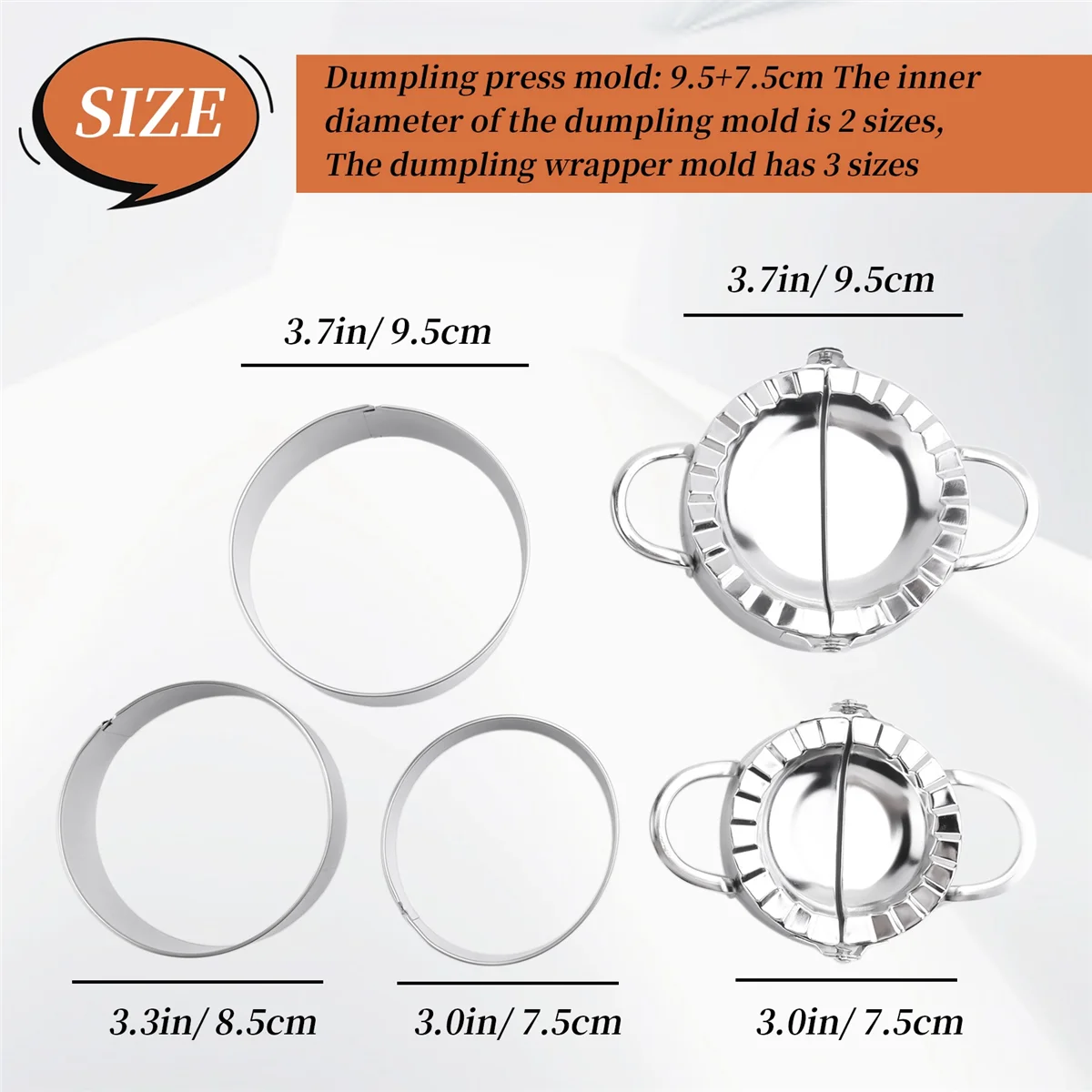 Stainless Steel Dumplings Maker,2 Dumpling Molds 3 Dumpling Skin Maker,Chinese Dumpling Cutter Pie Ravioli Press Mold SQ