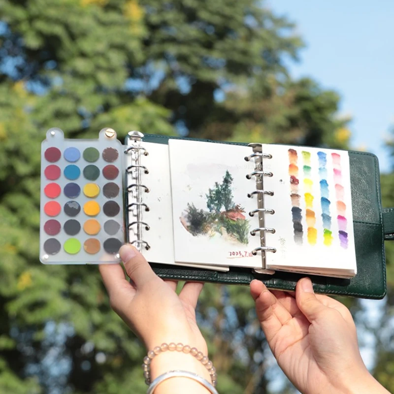 A6A7 Loose-leaf  Notebook  Imitation Cowhide Notepad DIY Manual Ledger Art Students Outdoor Sketch Painting Portable Manual