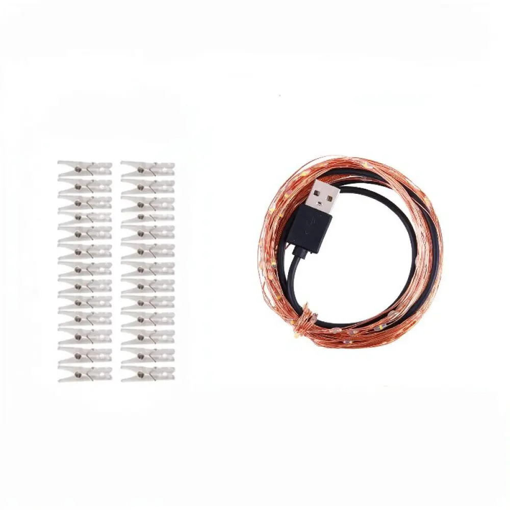 Creative LED Clip String Lights For Photo Hanging Fairy Lamps Bedroom Wall Decor Copper Wire USB Battery Powered