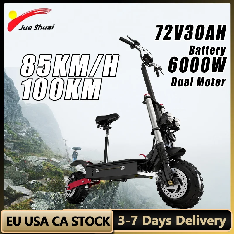 72V 20/26/30AH Li-Battery Electric Scooter for Adults 6000W Powerful Dual Motor Scooter Electric 85KM/H Max Speed E Scooter