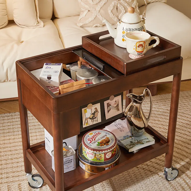 

Solid wood sofa side cabinet removable wheeled living room sofa side few kitchen dining room trolley light luxury dining side ca