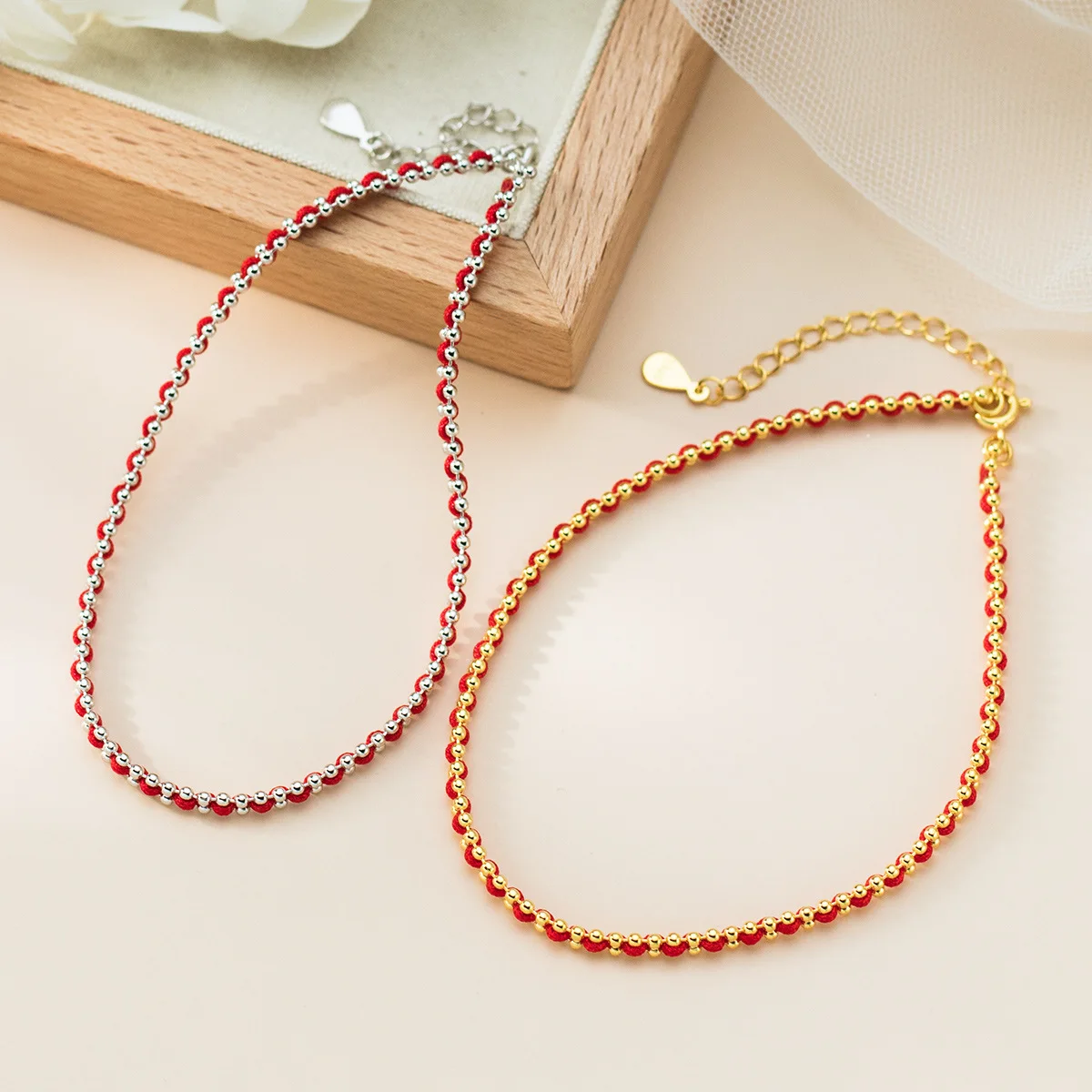 

Bracelet On The Leg Red Rope Foot Chain Anklets Silver 925 Woman Jewelry Anklet For Girls Occasion 925 Real Occasion Leg Chain