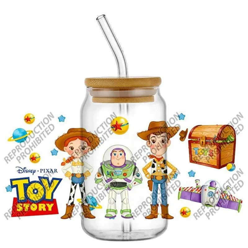 Hot Sale Popular Cartoon Pattern 16oz UV DTF Transfer 3D Sticker Decals For Glass Can Cups Wrap Creative Craft DIY Home Decor