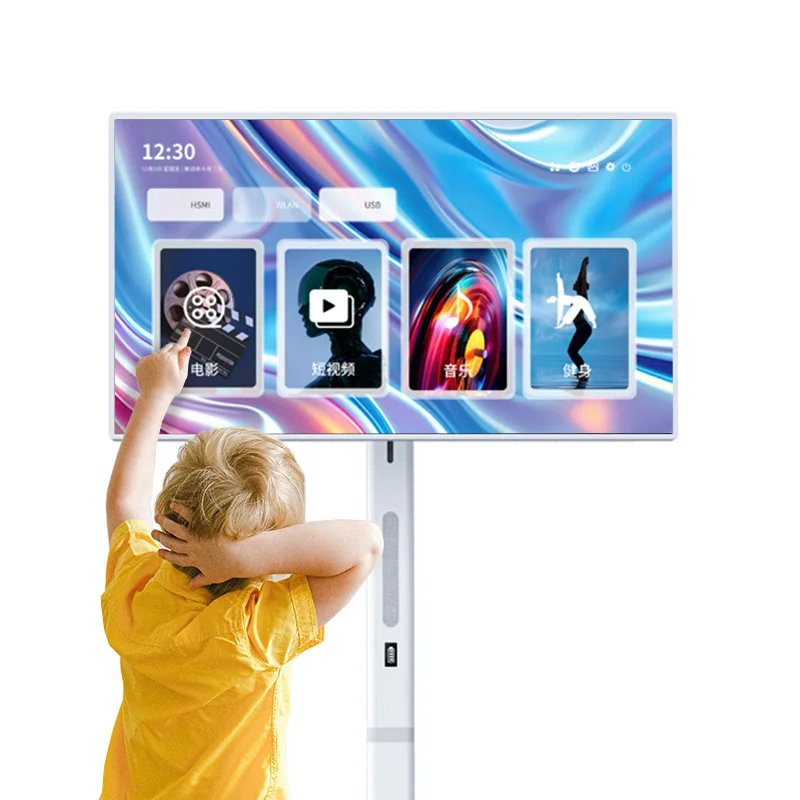 

32-дюймовый смарт-телевизор Android 13, светодиодная подсветка, разрешение 4K UHD, 8 + 128G StandbyMe HDTV, портативные колеса, бизнес-развлечения, исследование