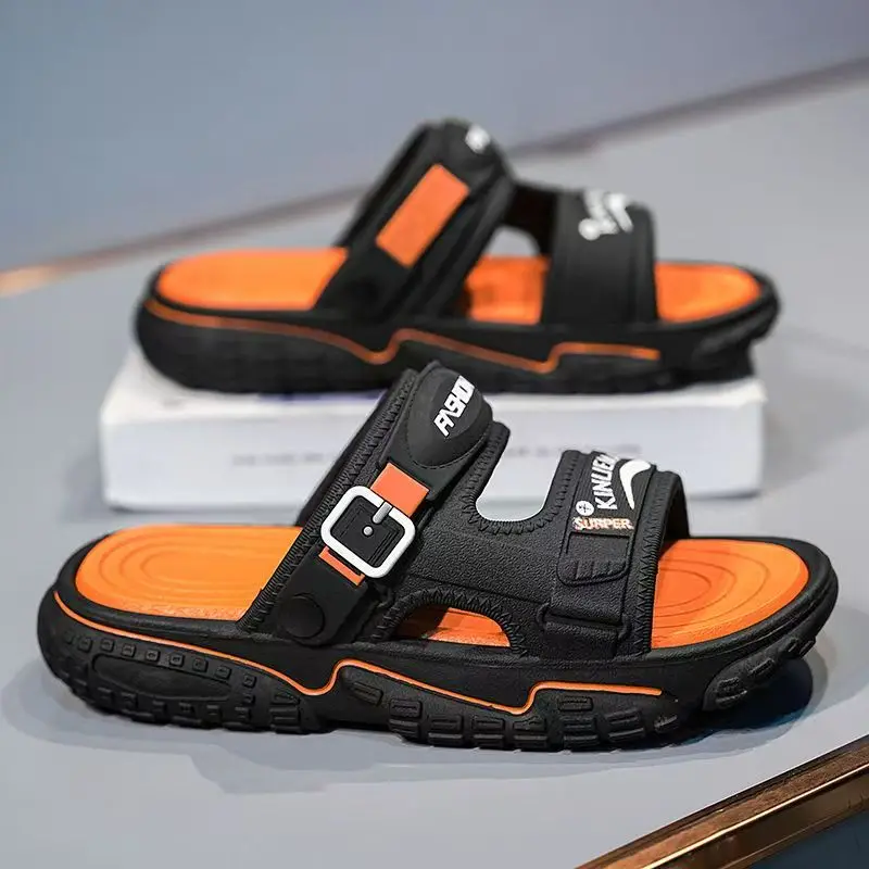 

Мужские летние новые универсальные уличные пляжные сандалии-шлепанцы с толстой подошвой, нескользящие, водонепроницаемые, повседневные спортивные сандалии