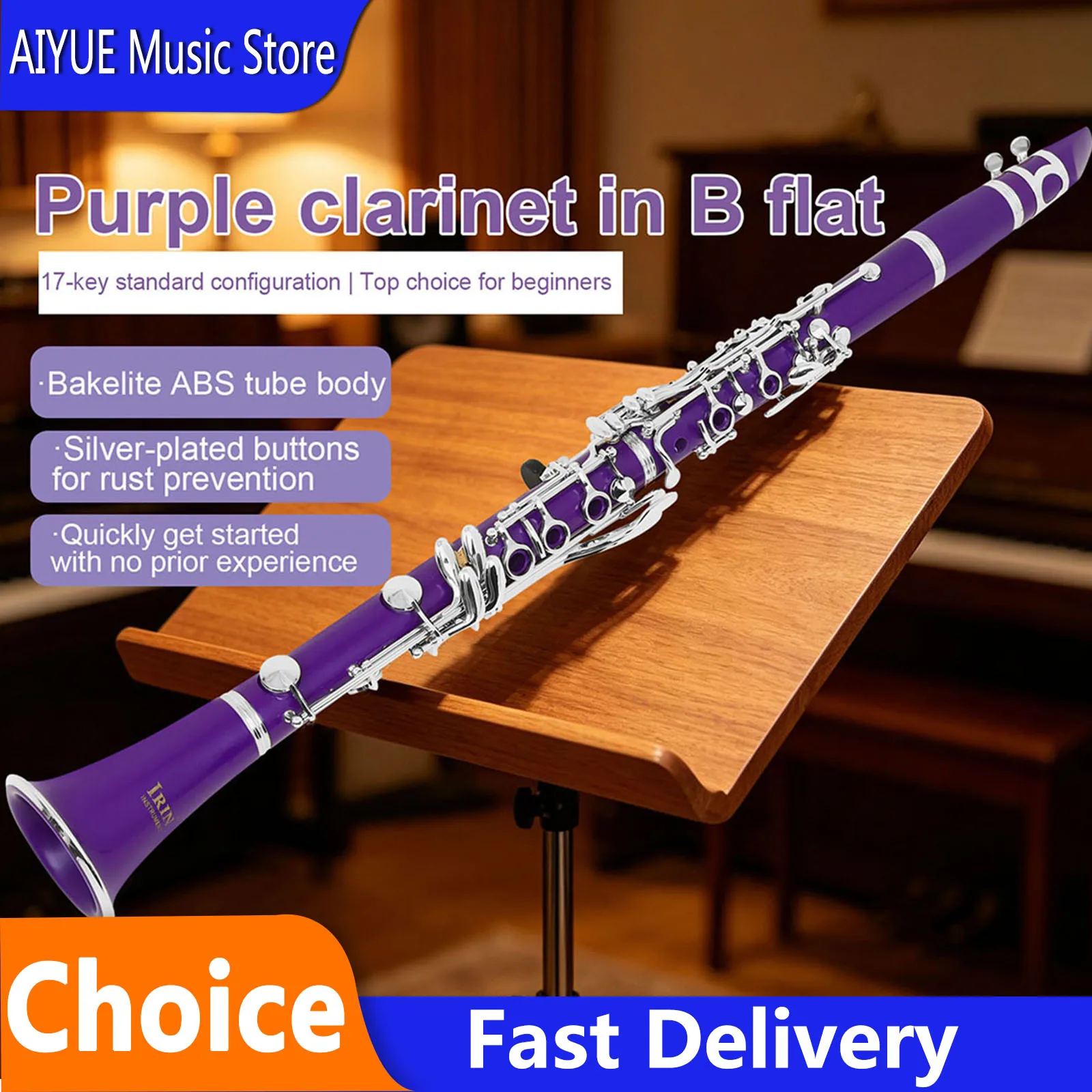  IRIN Clarinet With B-down 17 Key Ring 6 Keys IN610 Dual Adjustment Suitable For Performances Clarinet With Accessories