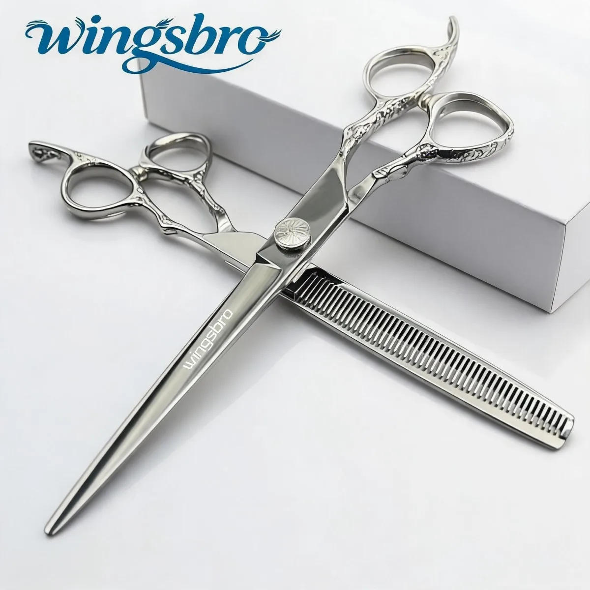7.5 Inch Professional Hairdressing Scissors Kit Rose Pattern Hairstylist Scissors Barbershop Styling Tools