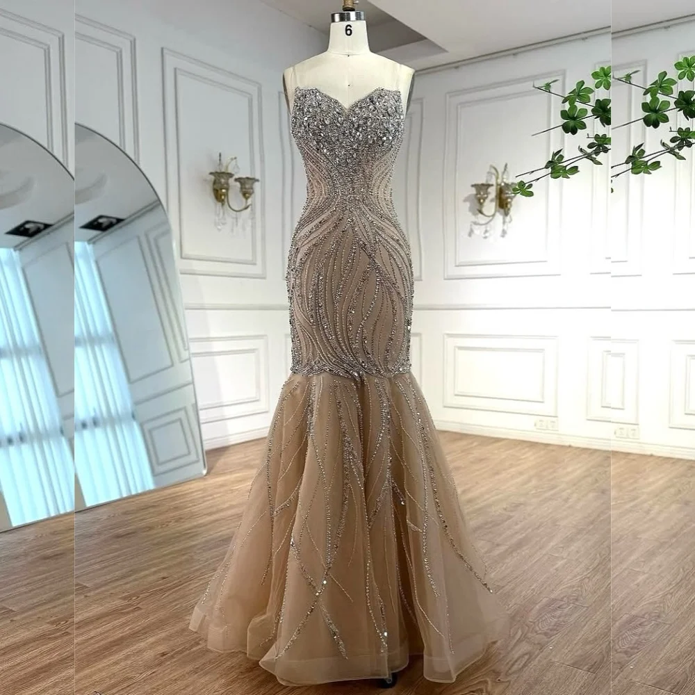 

Customized High Quality Organza Sequined Pleat Trumpet Sweetheart Long Dresses Bespoke Occasion Sparkle