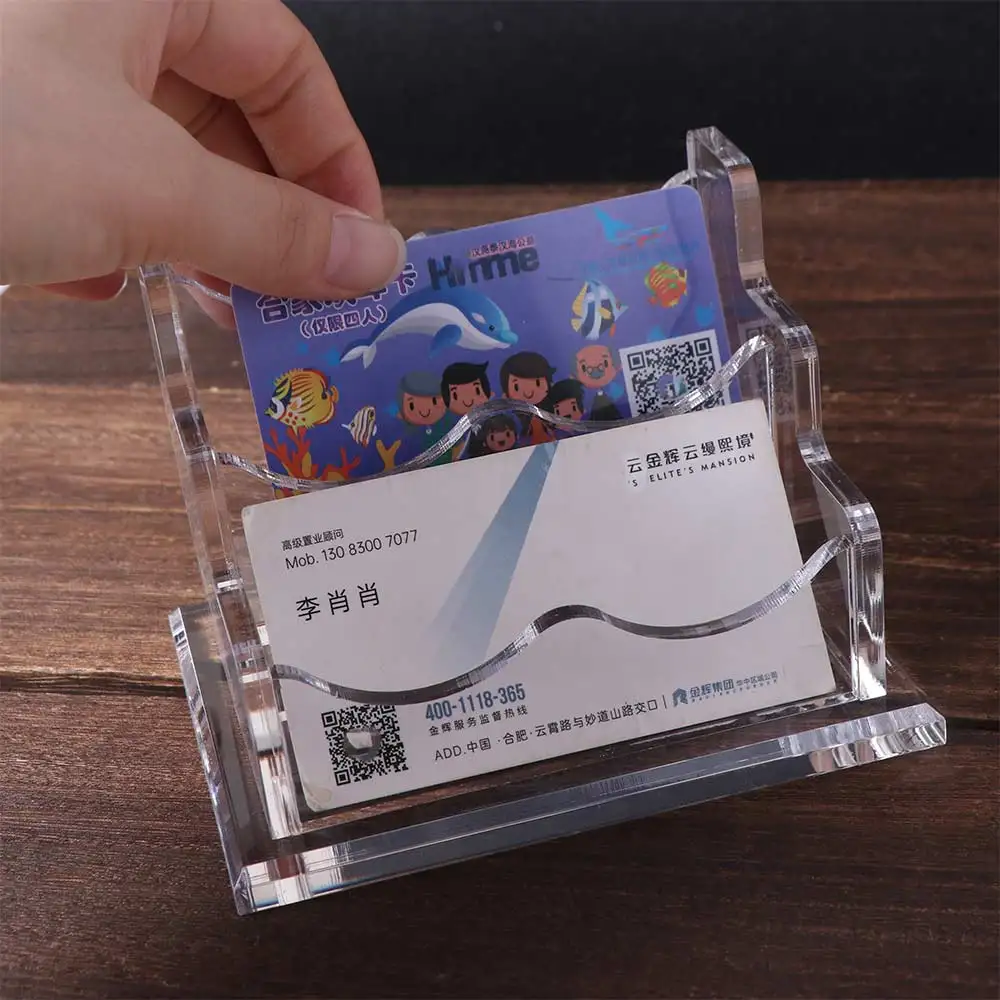 Transparent Acrylic Business Card Holder Elegant Thickened Name Card Display Stand High-capacity Acrylic Desktop Display Holder