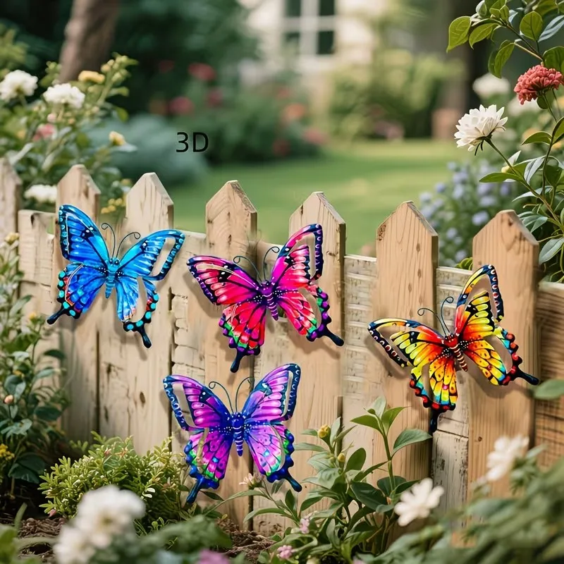 1/4pcs Colorful Metal Butterfly Wall Art, Iron Ornaments, Suitable for Garden, Courtyard, Living Room, Bedroom, Terrace, Balcony