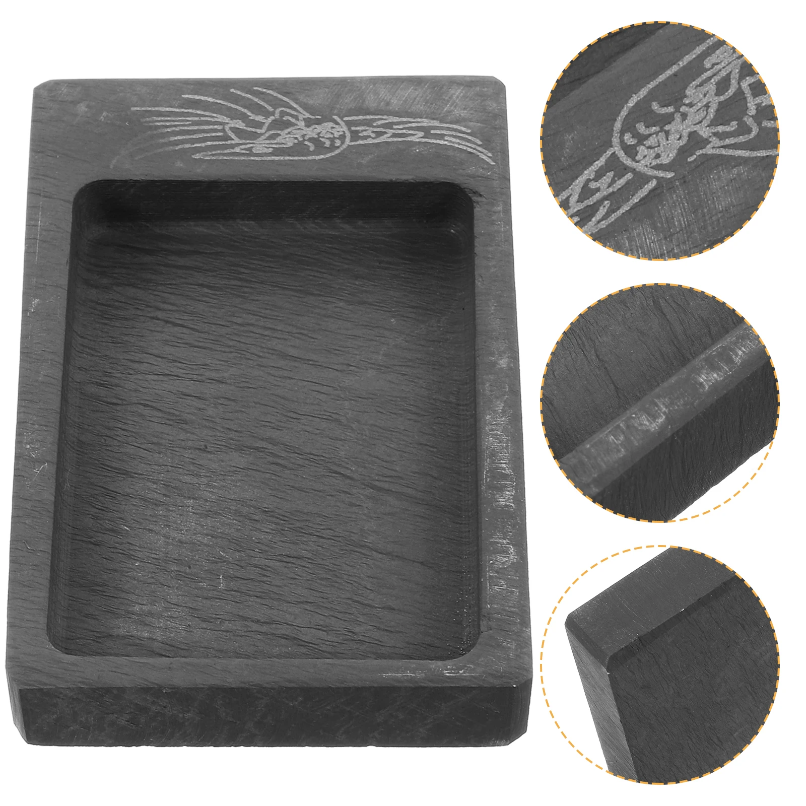 Exquisite Mini Inkstone Calligraphy Inkslab Retro Style Stone Material Durable Writing Grinding Holder for Japanese Painting