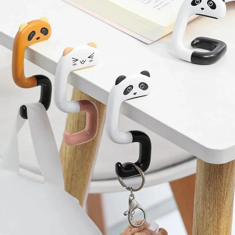 Strong Load-Bearing Desktop Bag Hook Table-Side Non-Slip Schoolbag Key Hanger Hook Foldable Cartoon Animal Hooks
