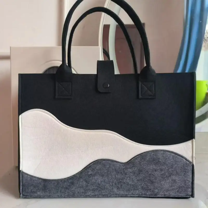 

X90D Color blocksed mountain peaks handbag, felt handbag, commuting shoulder bag, Crossdbody bag