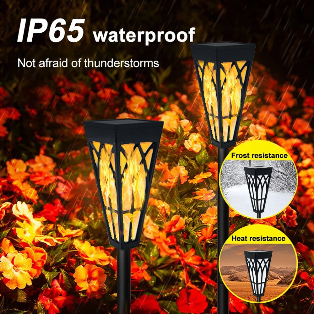 Imagem -04 - Waterproof Large Solar Flame Torch Lights ao ar Livre Dinâmica Cintilação Jardim Caminho Paisagem Melhorar