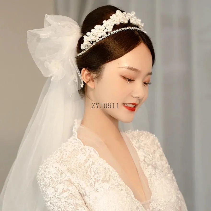 * Perle da sposa di lusso Fascia per capelli in cristallo Fascia per capelli da sposa Design floreale Accessori per capelli da sposa fatti a mano