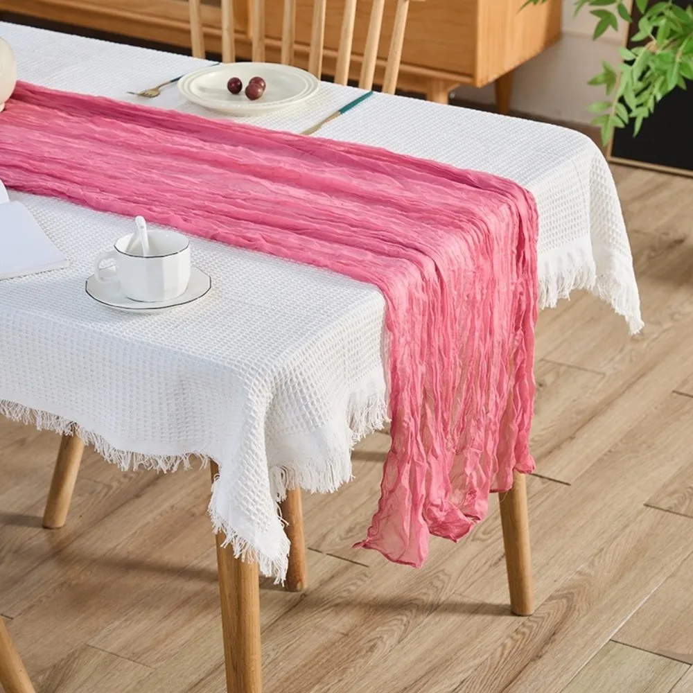 Gift Semi Sheer Cheesecloth Table Runner 35×70 Inch Polyester Boho Table Flag Boho Gauze Table Cloth Wedding