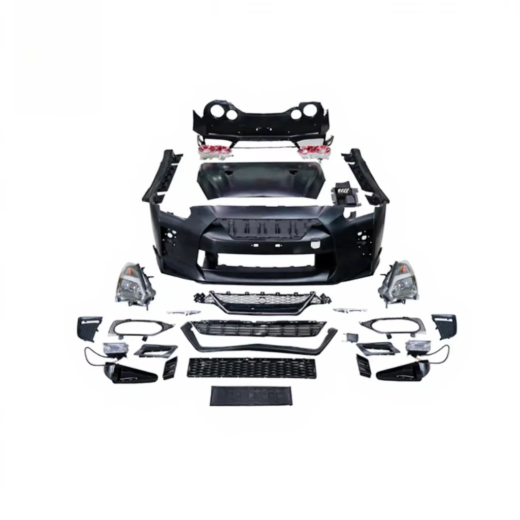 PP Material Car Bumper Assembly Bodykit for GTR R35 Update to New Body Kit Rear Lip Engine Hood LED Headlight Taillight
