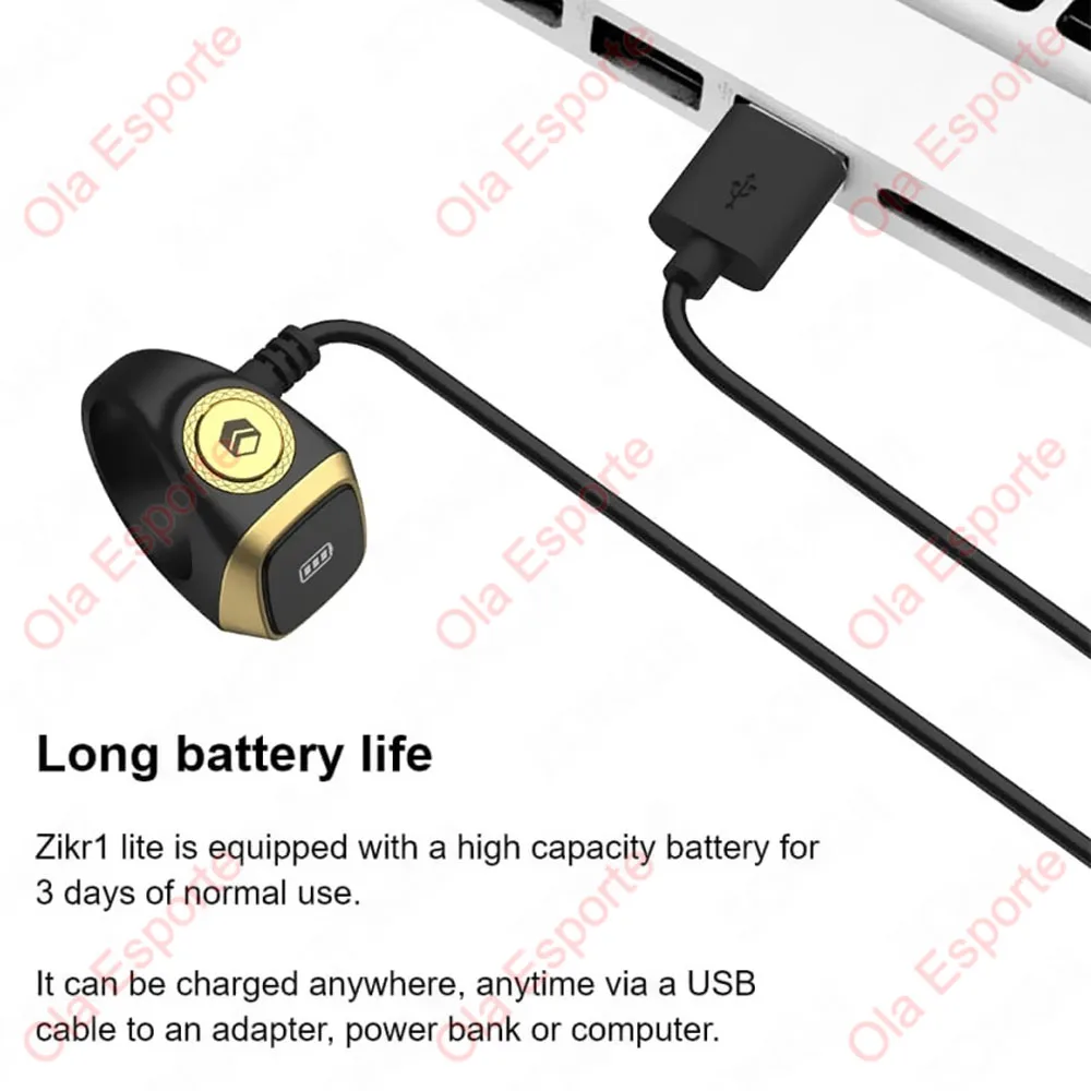 Anillo inteligente musulmán Qibla Zikr, contador Tasbeeh, 5 recordatorios de tiempo de oración, anillos inteligentes impermeables para hombres y mujeres musulmanas, novedad de 2026