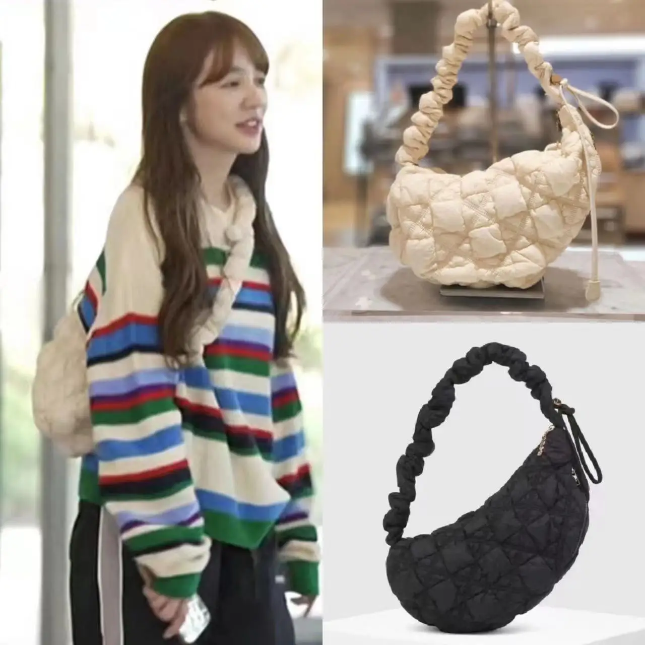 Koreański stylowy plisowana torby z uchwytami dla kobiet w chmurce w kratę pikowana torba typu hobo rekreacyjna torby na ramię Crossbody zakupy