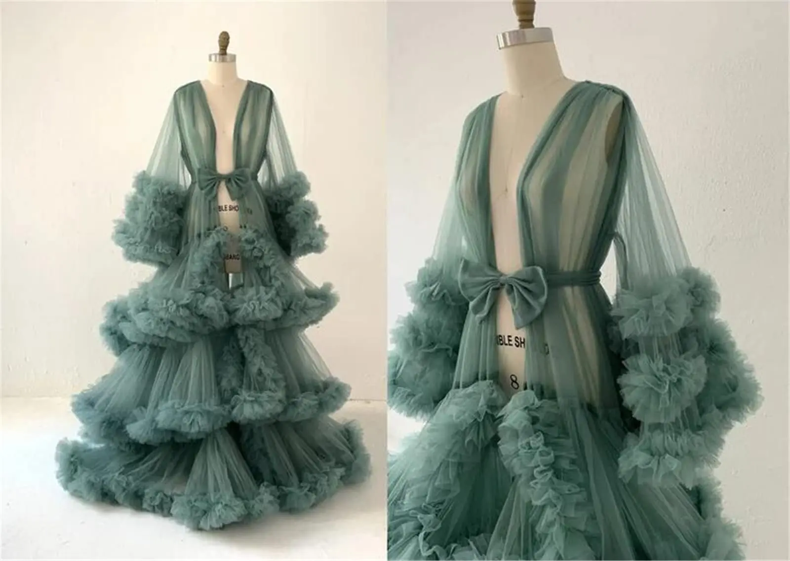 Ruffle Evening Dresses Tulle Robe for Maternity Photoshoot Fluffy Dress for Women Sheer Bathrobe for Baby Shower Customized
