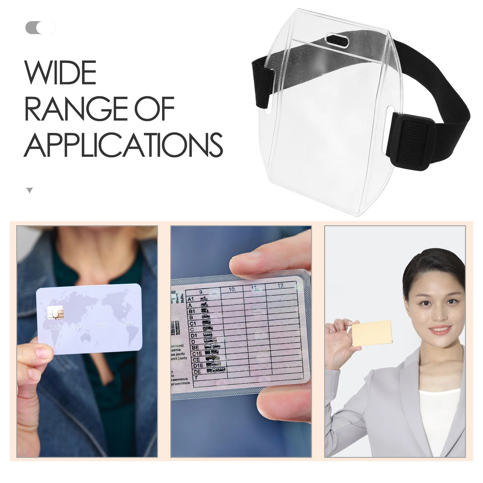 5 قطعة حامل بطاقة مقاوم للماء حامل شارة الهوية الواضحة للعمل تمرير شارة عالمية تصميم حبل مرن للرؤية #4