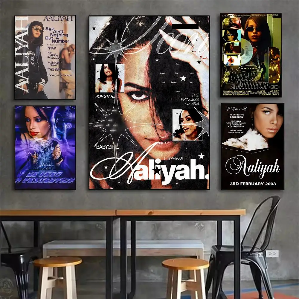 Classic R&B Singer Aaliyah Poster Durable HD PVC Wall Art - Waterproof Dustproof Easy Install For Home Cafe