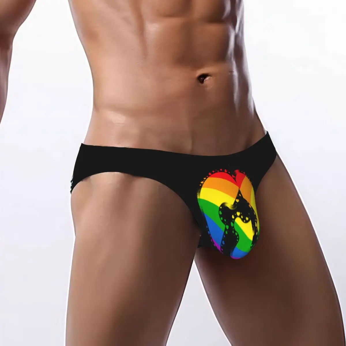 Rainbow Flag Lgbt Heart Puzzle Men's Underwear Soft Breathable Briefs Sexy Male Panties High Quality Ropa Interior