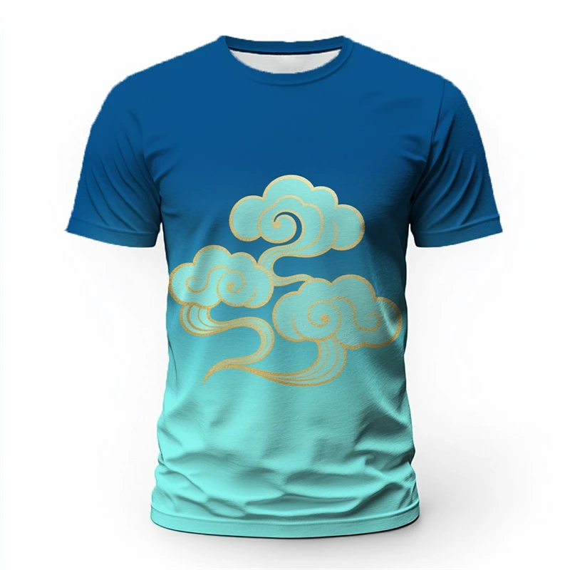

Модные мужские футболки с узором Lucky Cloud, летние модные футболки с короткими рукавами и 3D принтом, повседневные футболки большого размера в стиле Харадзюку, топы