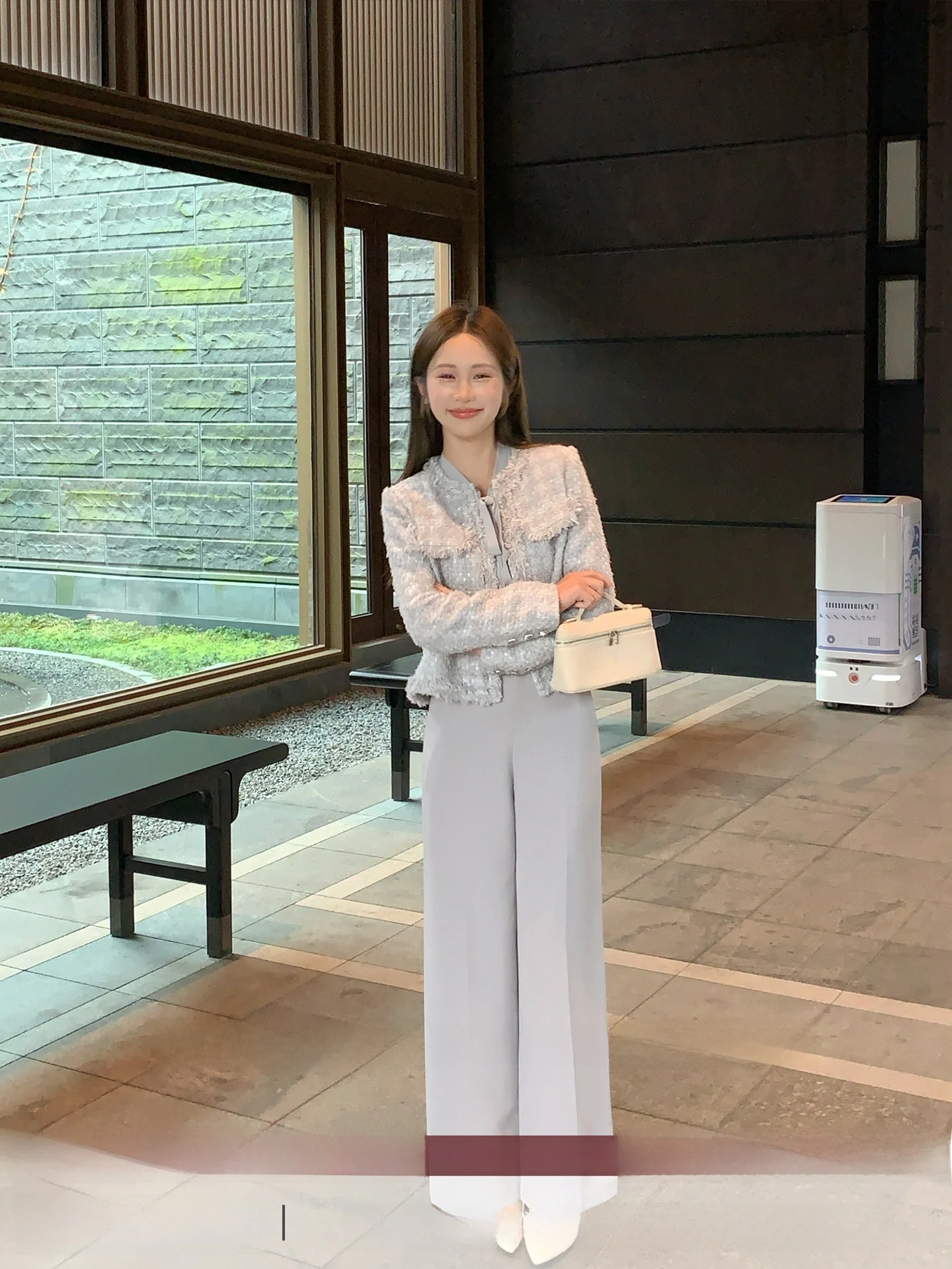 

Spring Commute Wide Leg Pants Women's High Waist Drape Suit Blue Casual Trousers Polyester Fiber Ladies Fashion Spring 2026