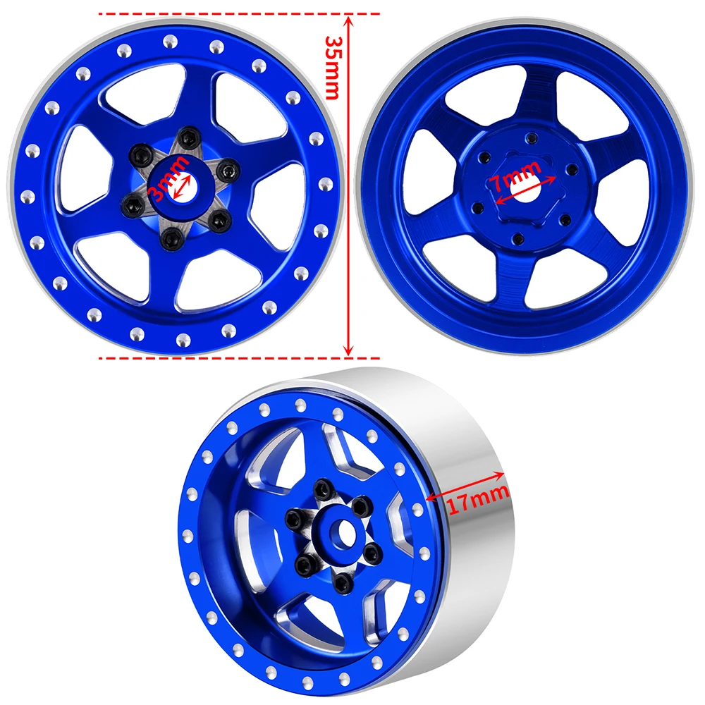 AXSPEED 4 Stück 1,3 Zoll Beadlock Felgen aus Aluminiumlegierung für 1/18 TRAXXAS TRX4-M 1/24 SCX24 RC Crawler Car