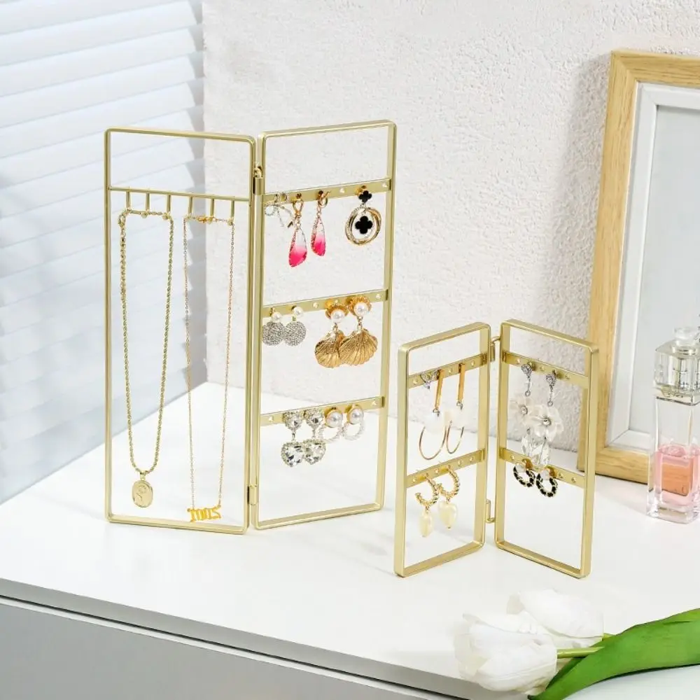 

Fashion Foldable Jewelry Rack Nordic Style Gold Bracelet Organizer Rack Iron Multi-hooks Necklace Display Stand for Pendant
