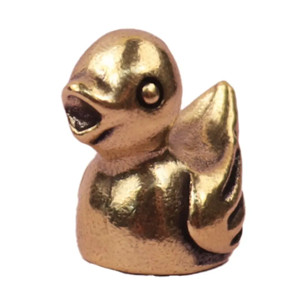 Cute Brass Little Duck Ornament Pure Copper Exquisite Duck Statue Elegant Miniature Duck Figurines Office Table Decoration