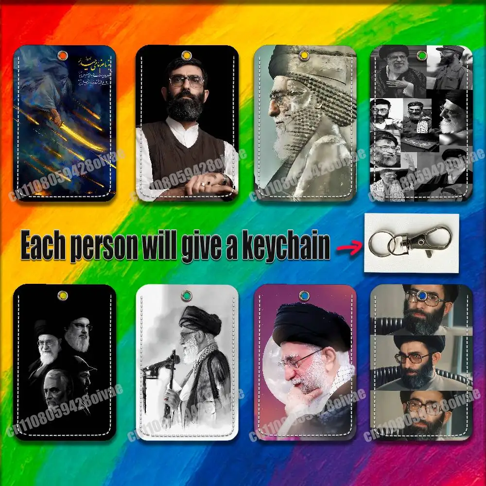 

For Ali Khamenei Iranian Iran For ID Clips Credit Bank Bag Bus Meal Card Holder Cover Pocket Decoration Keychain