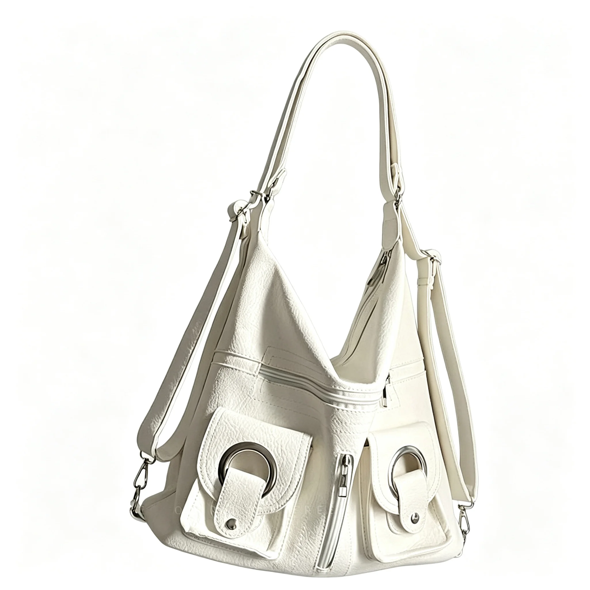 White Black Soft PU Leather Shoulder Bag Large Capacity Casual Crossbody Sling Purse Commute Handbag School Work For Women Girls