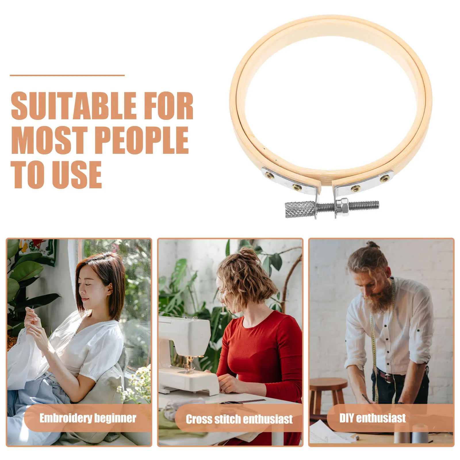 

40Cm Bamboo Diy Embroidery Circle Frame For Cross Stitching Crafting Decoration Beginner Kit Embroidery Hoop Set Handmade Ring